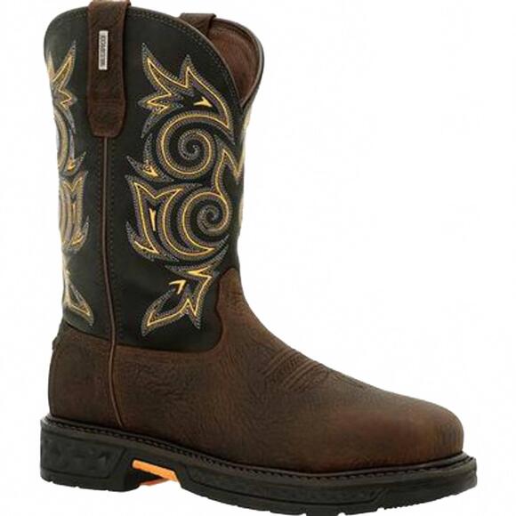 NEW GEORGIA BOOT men's carbo tec steel toe waterproof pull on work boots - mediu